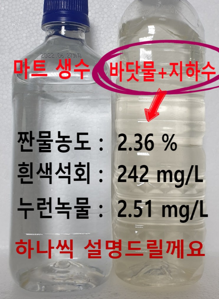 누가, 염지하수 바닷물은 녹물 수질 검사 안된다 하는가? (설명드립니다)