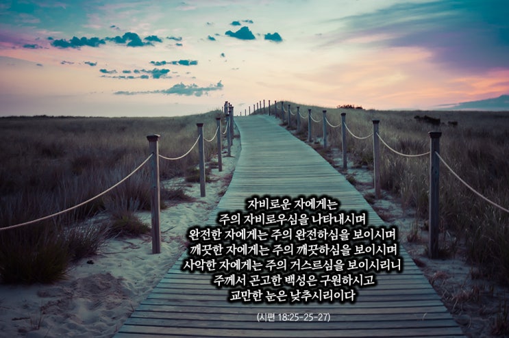  [말씀칼럼] 자비로운 자에게는 주의 자비로우심을 나타내시며…사악한 자에게는 주의 거스르심을 보이시리니