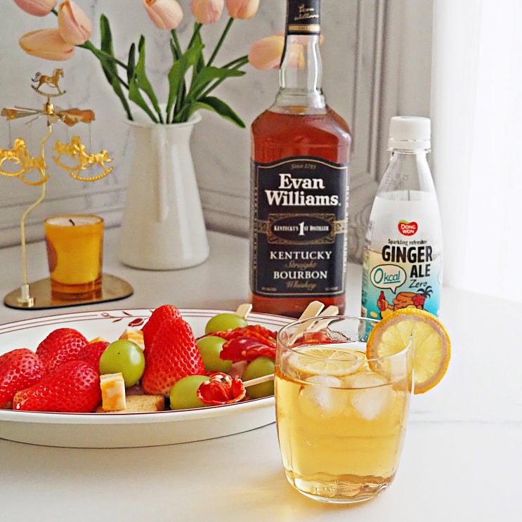  홈칵테일 레시피 0kcal음료 동원 진저에일 제로 위스키하이볼 굿!