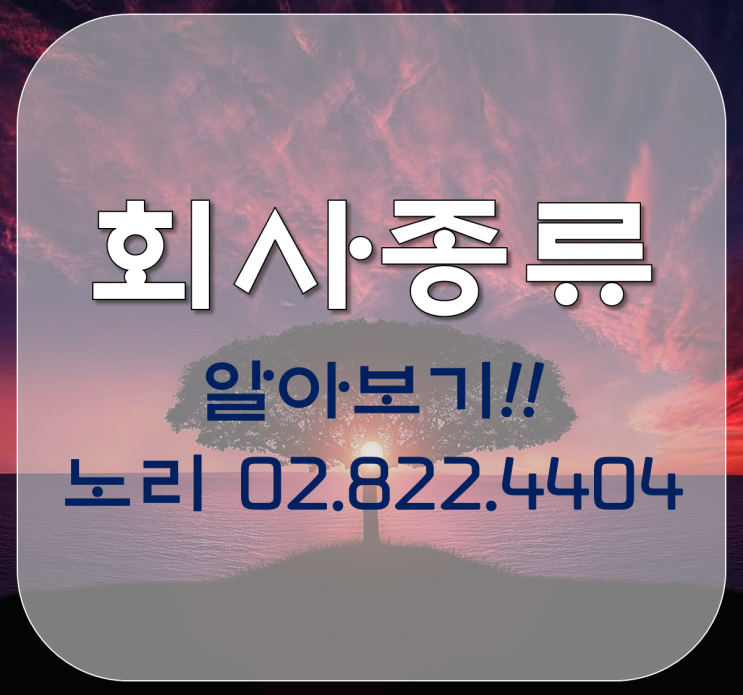  회사의 종류 알아보기!