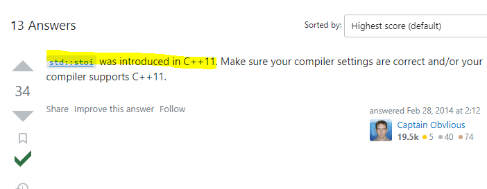  [Error] 'stoi' was not declared in this scope