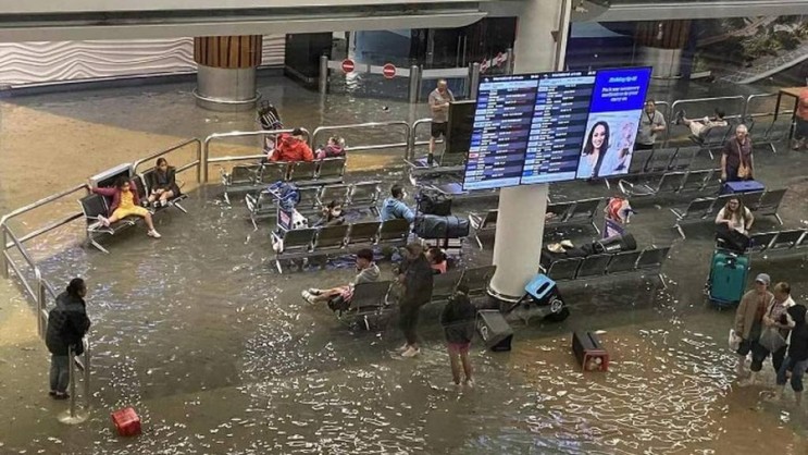 오클랜드 현지 상황/ 공항이 폭우로 침수되고 대한항공이 지연되다. 국제선 출항 재개, 한국으로 돌아갈 수 있기만을 기다리는 중...