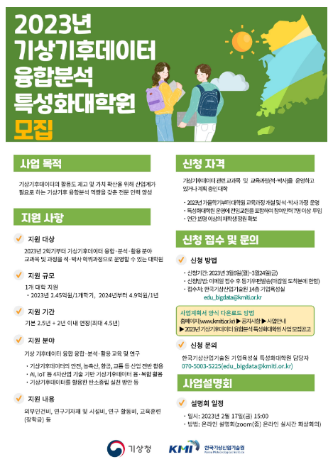 2023년 기상기후데이터 융합분석 특성화대학원 모집 2023년 기상기후데이터 융합분석 특성화대학원 모집