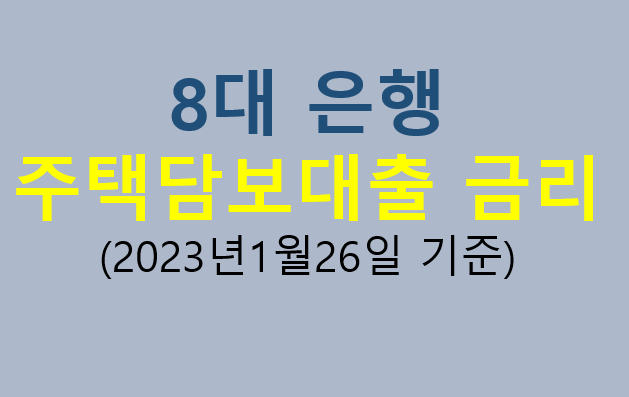 8대 은행 주택담보대출 금리(2023년1월26일기준)