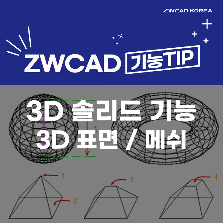 [캐드 기능] 오토캐드 / ZW캐드 3D 솔리드 기능 ⑥ - 3D 표면&메쉬