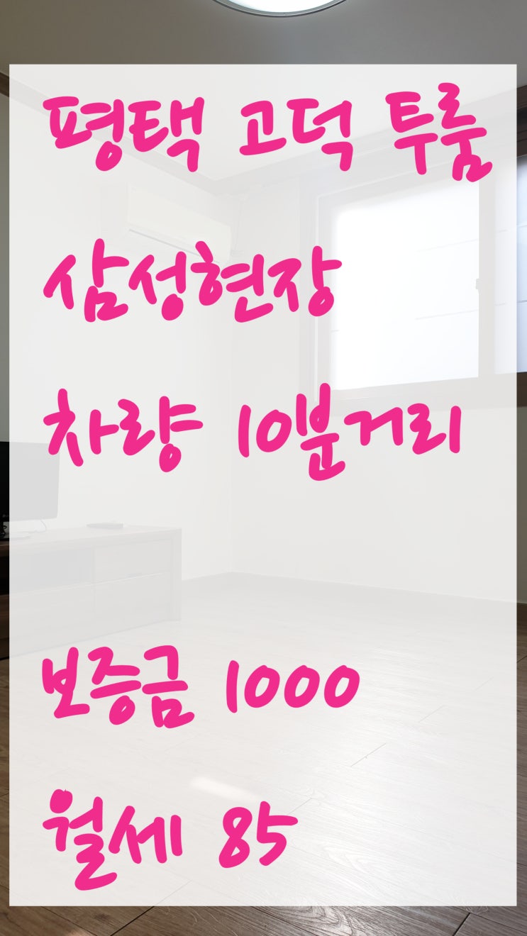  평택 고덕 삼성현장 투룸 소개
