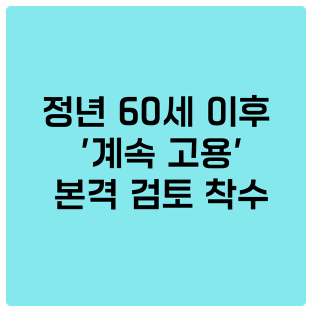  정년 60세 이후 '계속 고용' 본격 검토 착수