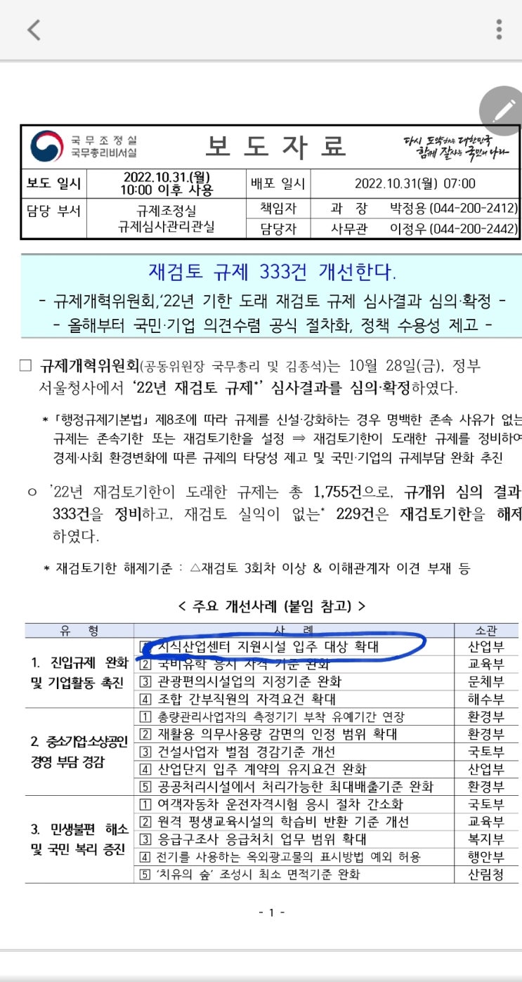  지식산업센타 입주업종 확대