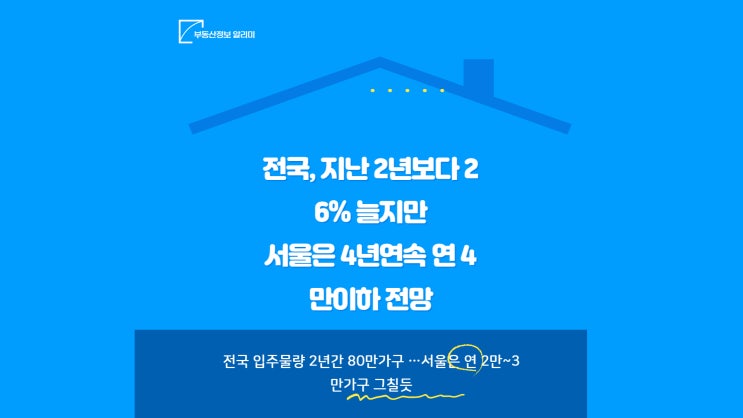  전국 입주물량 2년간 80만가구 …서울은 연 2만~3만가구 그칠듯