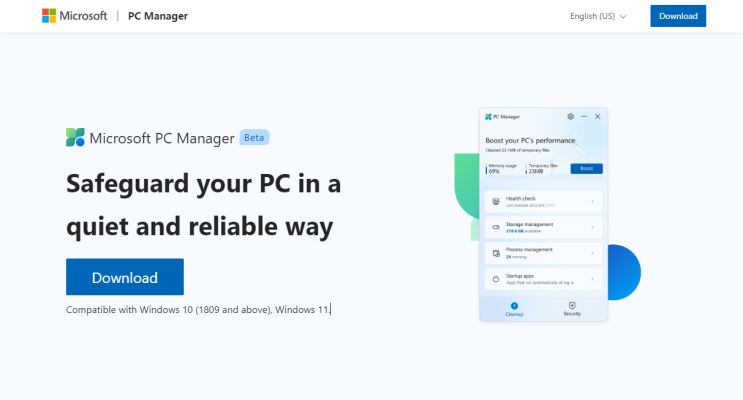  마이크로 소프트에서 제공하는 PC 최적화 및 보안 프로그램(PC Manager)