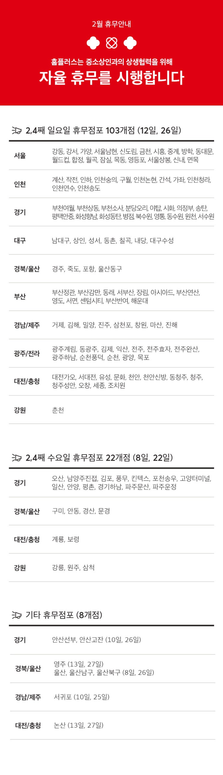  [2023년 2월 대형마트 휴무일 휴무점포 찾기 링크]
