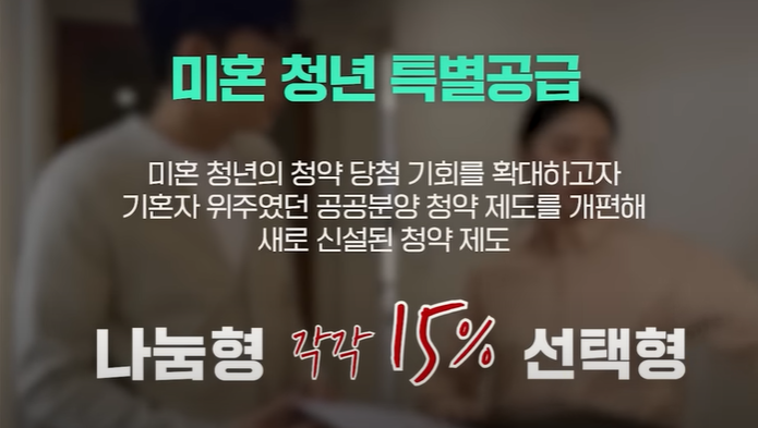 미혼 청년을 위한 최초 청약 특별 공급 제도 미혼 청년을 위한 최초 청약 특별 공급 제도
