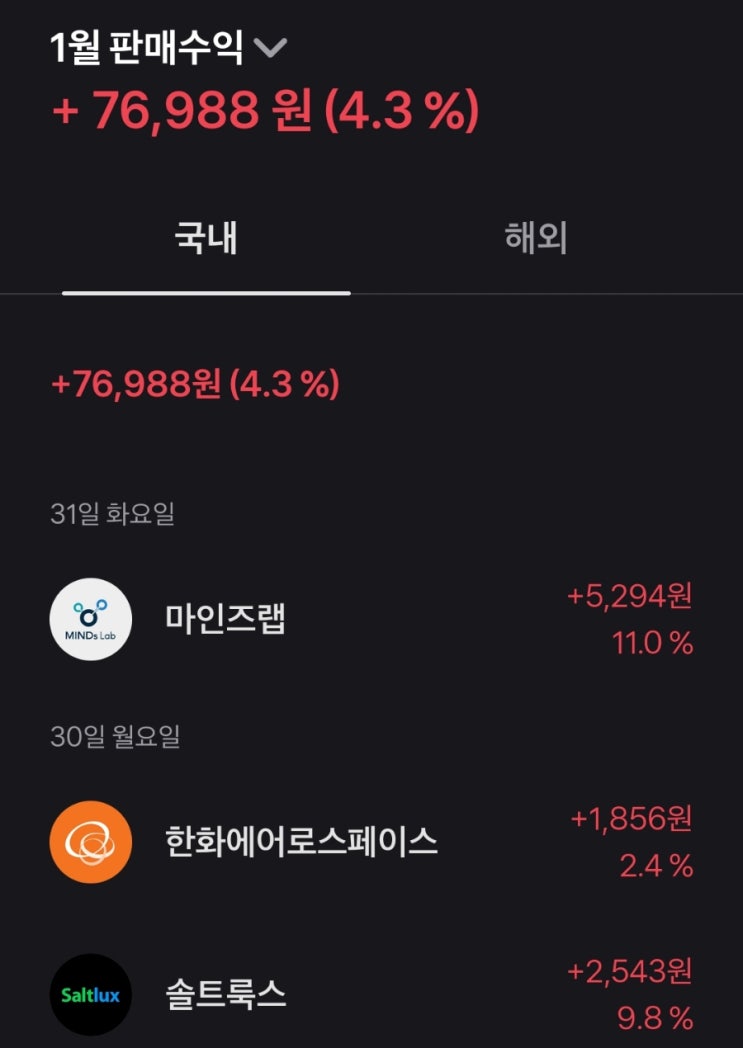  1월 한달 추가수입 정산, 163,571원(주식,파킹,엔화,공모주)