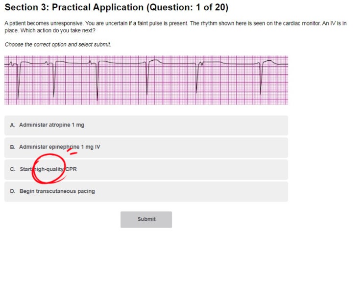  ACLS pretest 정답 (section 3)/ 2022기준