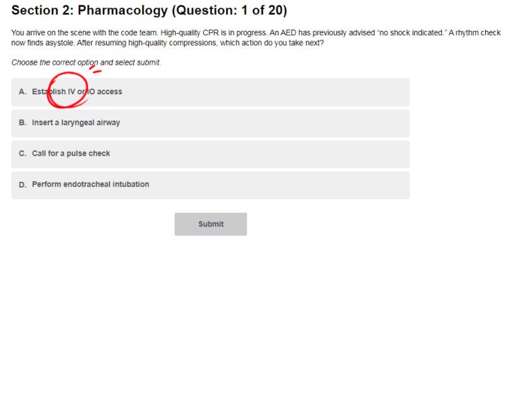 ACLS pretest 정답 (section 2)/2022년 기준