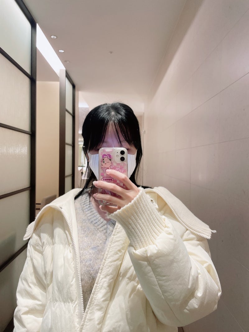 [데일리 코디] 데일리룩/밸리걸 니트 터틀넥 숏 패딩/의정부 나우 뉴 니트/크림색 패딩