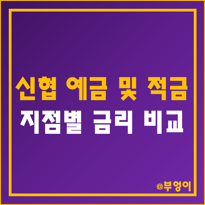 신협 정기 예금 및 자유 적금 금리 비교 - 특판 예적금 이자 높은 곳 (서울, 인천, 부산, 전주, 광주, 목포, 의정부, 천안, 춘천, 울산 등 예탁금 이율 순위) 신협 정기 예금 및 자유 적금 금리 비교 - 특판 예적금 이자 높은 곳 (서울, 인천, 부산, 전주, 광주, 목포, 의정부, 천안, 춘천, 울산 등 예탁금 이율 순위)