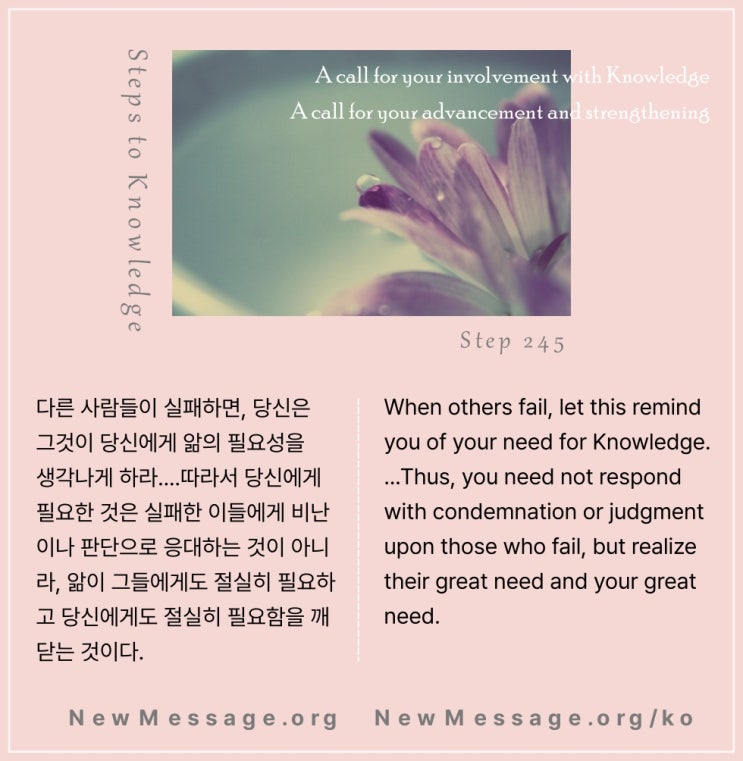 제 245 계단: 다른 사람들이 실패할 때, 나는 앎의 필요성이 생각난다 When others fail, I am reminded of the need for Knowledge.