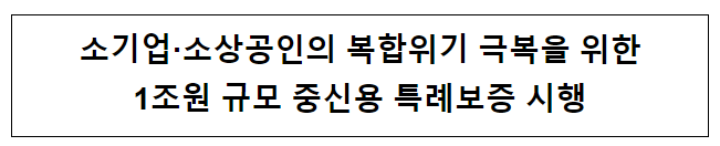 소기업·소상공인의 복합위기 극복을 위한 1조원 규모 중신용 특례보증 시행 소기업·소상공인의 복합위기 극복을 위한 1조원 규모 중신용 특례보증 시행