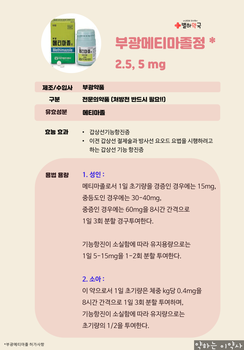 메티마졸이란 무엇입니까? 작용원리 복용방법 주의사항 주의할 약물