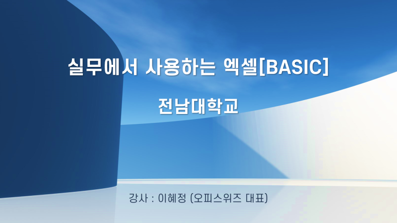 [전남대학교 여수캠퍼스] 학부생을 위한 '실무에서 사용하는 엑셀 기초' 특강_오피스위즈 강의 강사