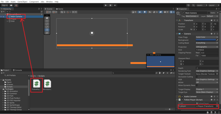  Unity 2D Main Camera를 Player 따라가게 만들어 보자