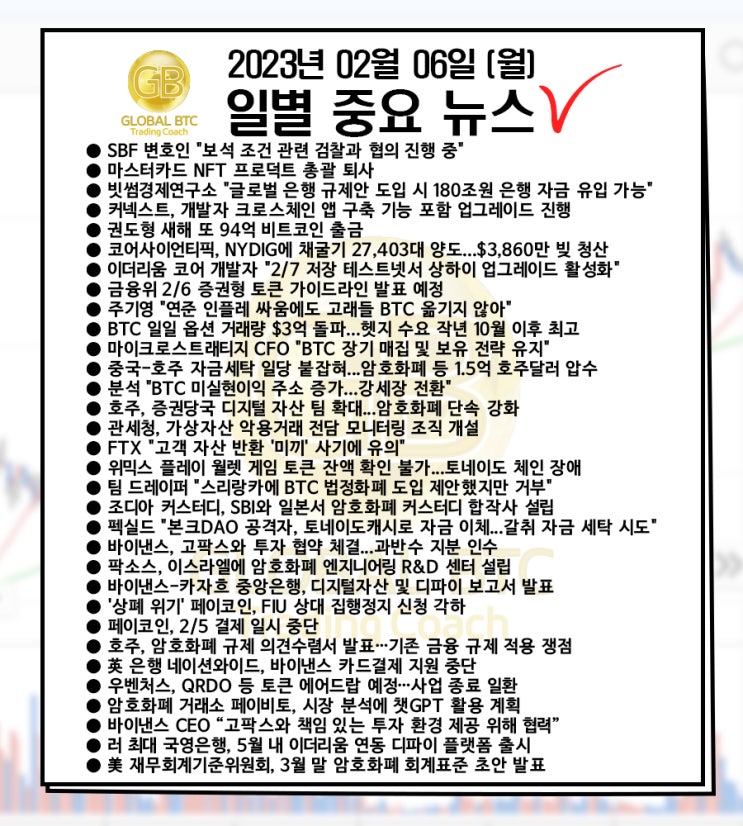  2023년 02월 06일 (월) 일별 중요 뉴스