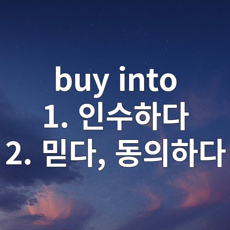 buy into 인수하다 / 믿다, 동의하다