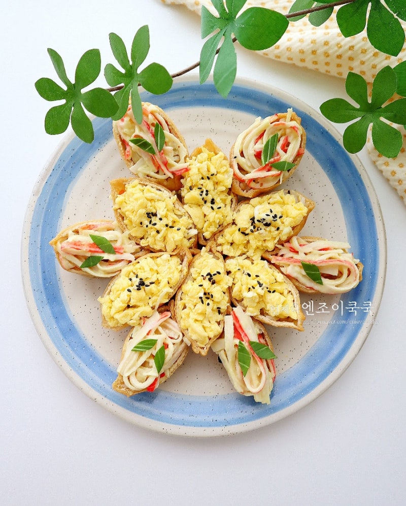 게살 유부초밥 양념 맛있게 만드는법 토핑유부초밥 레시피 한입쏙 도제 유부초밥 만들기(계....