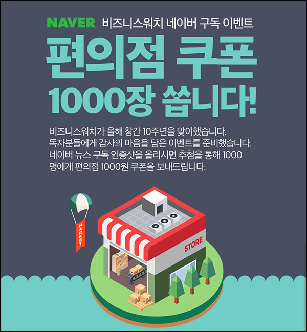 비즈니스워치 네이버구독 이벤트(CU 1천원 1,000명)추첨 비즈니스워치 네이버구독 이벤트(CU 1천원 1,000명)추첨