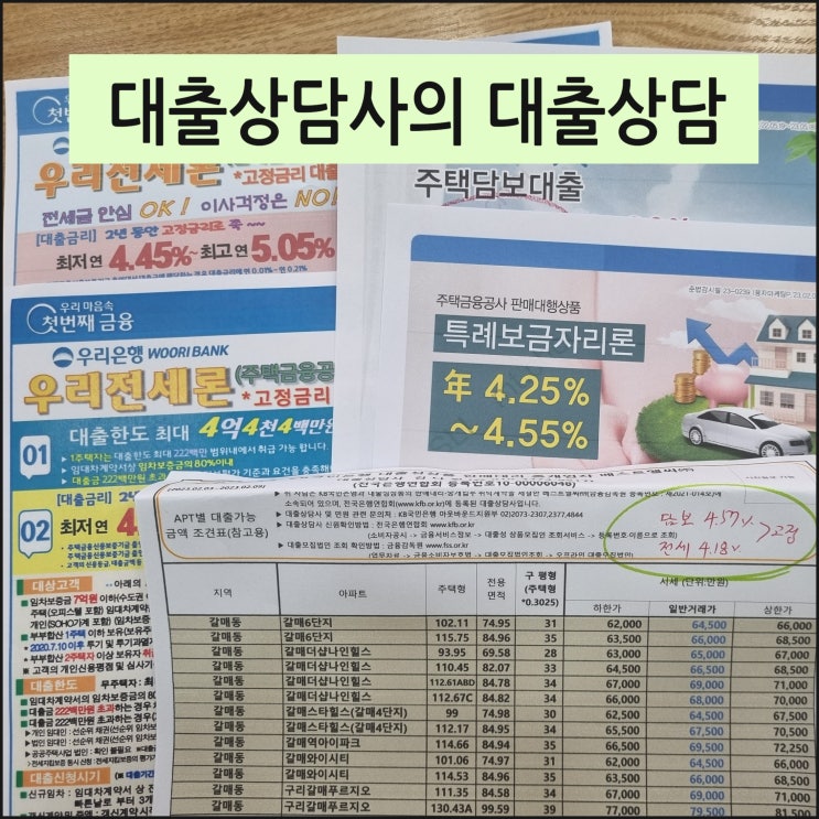  각 은행별『 대출상담사』와 부동산 사무실에서 대출상담을 진행했다.