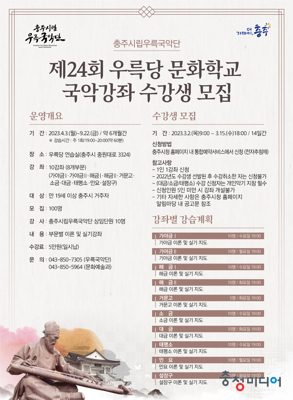  충주시립우륵국악단, 제24회 우륵당 문화학교 운영