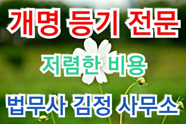  【지역무관】 개명등기/부동산 등기 이름변경 전문 법무사