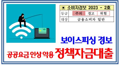 금감원 보이스피싱 경보발령 (feat. 정책자금대출) : 공공요금인상, 정부지원, 난방비, 고정금리, 지급정지, 명의도용방지, 계좌통합관리, 오픈뱅킹