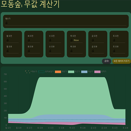  모동숲 무값계산기 사용법 (동숲)