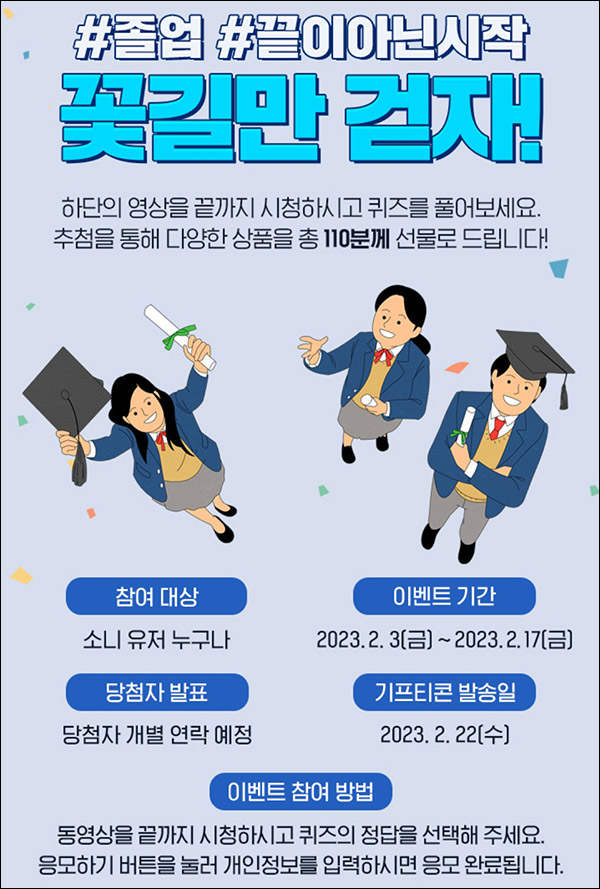 소니코리아 영상퀴즈이벤트(스벅등 110명)추첨