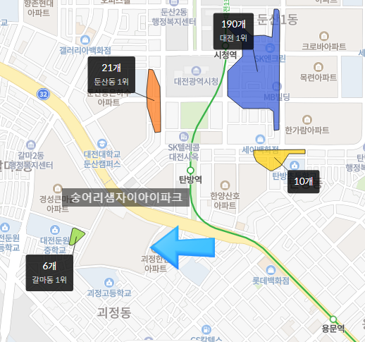 대전 2023년 분양예정아파트 숭어리샘 탄방1구역 대흥2구역