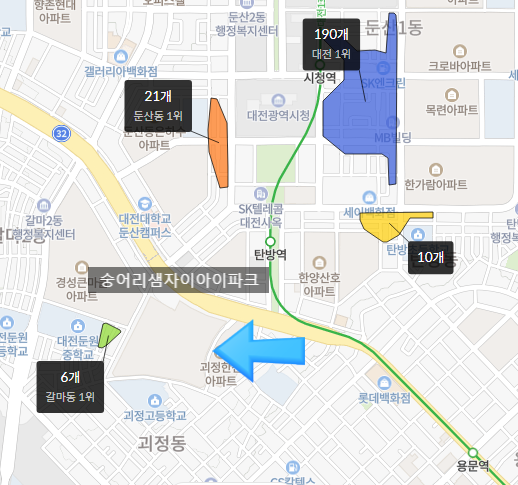  대전 2023년 분양예정아파트 숭어리샘 탄방1구역 대흥2구역