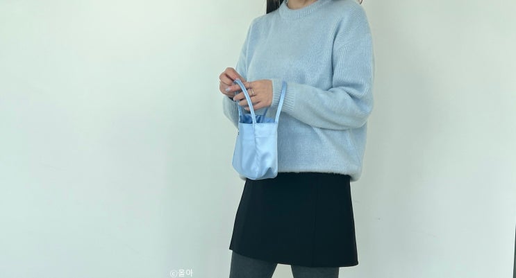  여자 봄코디,테이크이지 니트 스카이블루 OOTD + 23SS신상:)