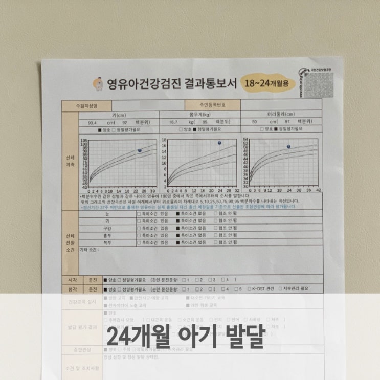  24개월 아기 발달, 키 몸무게 언어 인지 상태 확인해요