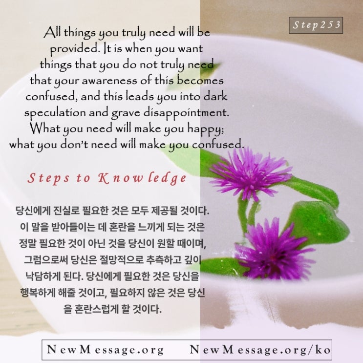 제 253 계단: 나에게 진실로 필요한 것은 나를 위해 모두 제공될 것이다 All things I truly need will be provided for me.