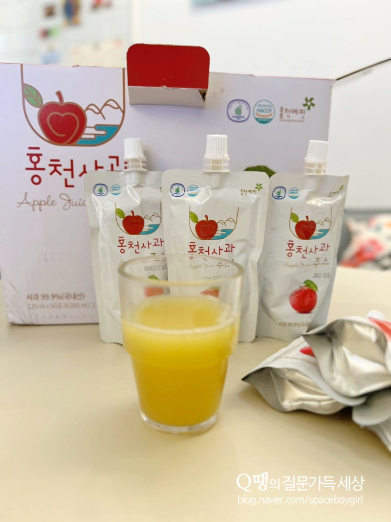 하얀사과농원 홍천사과주스로 건강간식 준비해요.