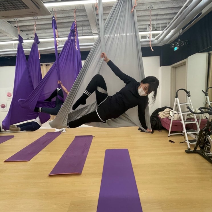  플라잉 요가 첫 도전,, 헥헥,,