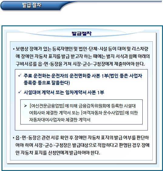 장애인 자동차 표지 유효기간 및 재발급 제한기간