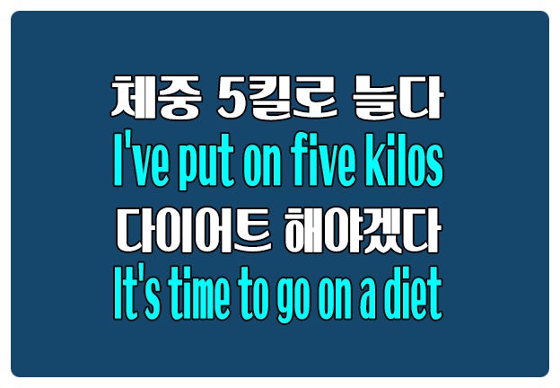 영어로 살찌다 체중 I've put on 5 kilos 다이어트 하다 go on a diet