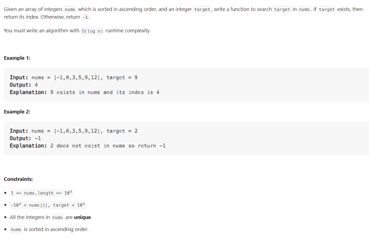  JAVA_Binary Search_LeetCode 704