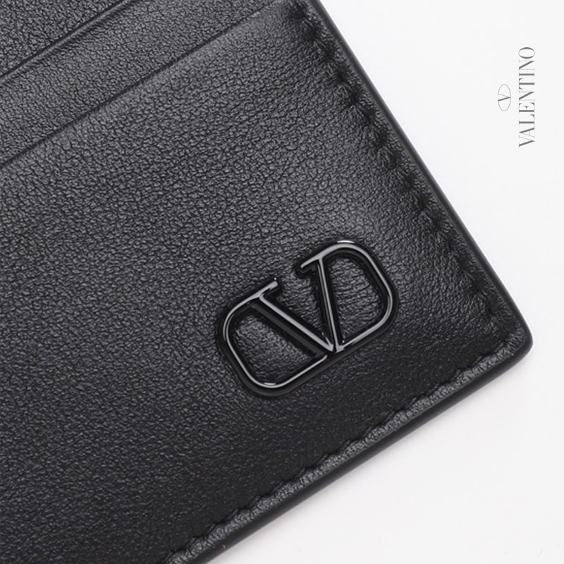 발렌티노 22FW V LOGO 시그니처 칼프레더 카드 홀더 BK