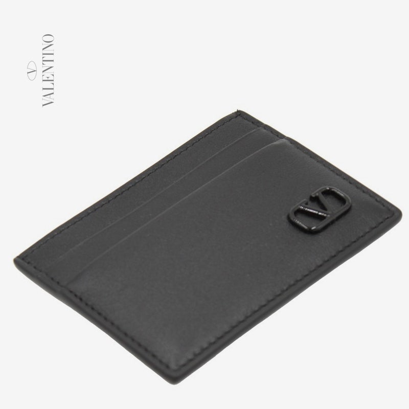 발렌티노 22FW V LOGO 시그니처 칼프레더 카드 홀더 BK