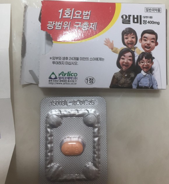  광범위 구충제 알비정 1회요법