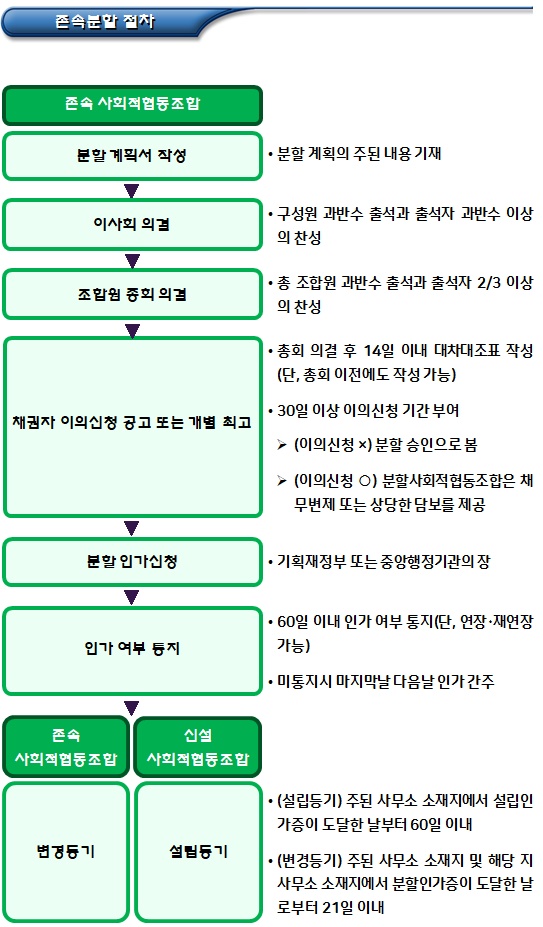 사회적협동조합 분할 세부 절차 사회적협동조합 분할 세부 절차